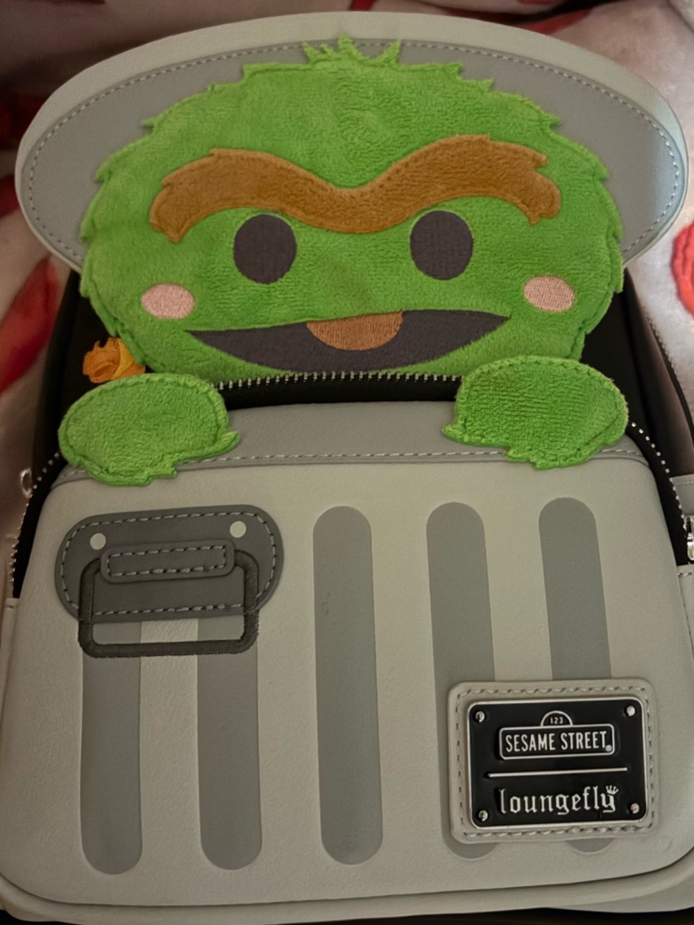 Loungefly Oscar the Grouch Mini Backpack - Gray & Bright Green
